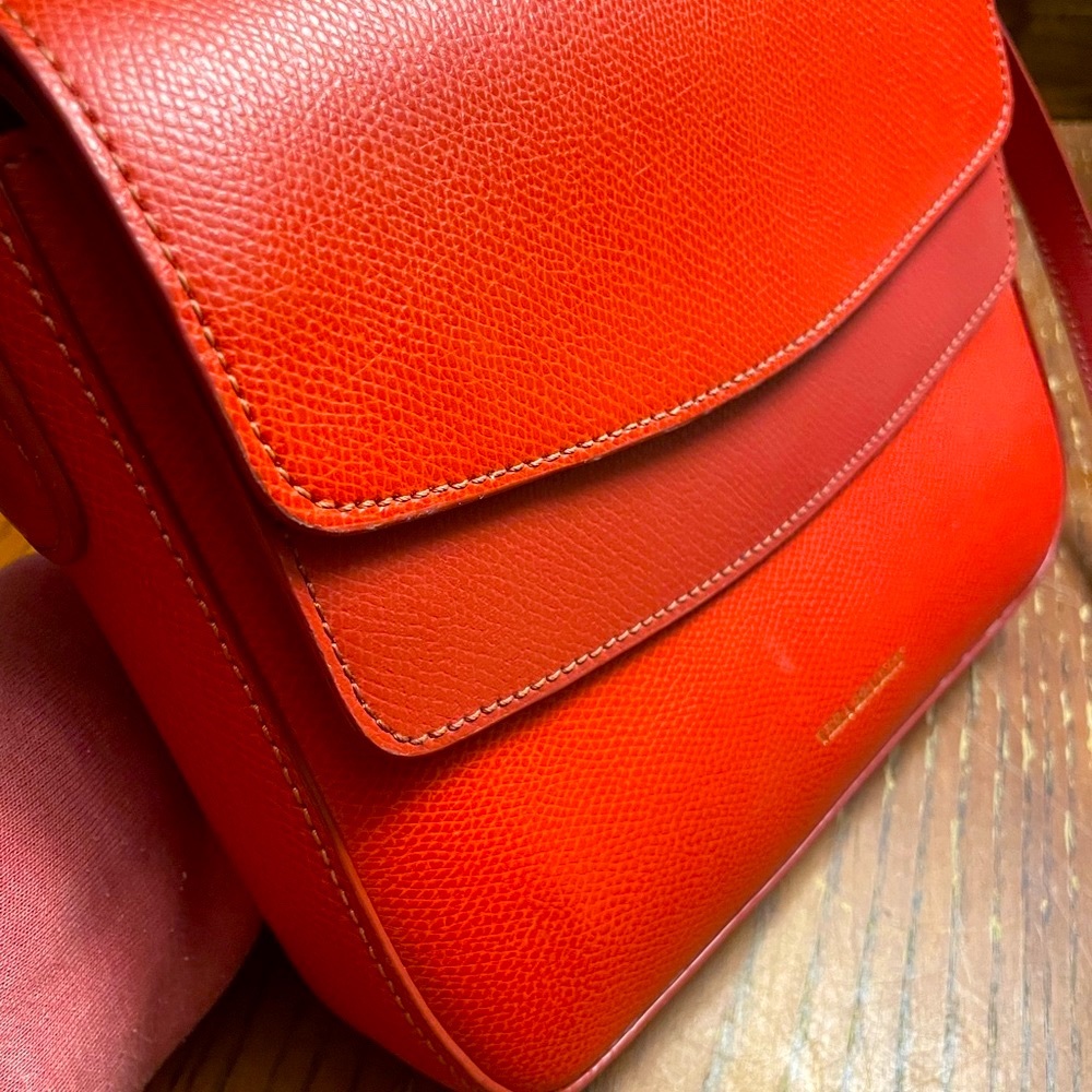 Vera Bradley 2 Tone Red Leather Crossbody Purse with Magnetic Closures